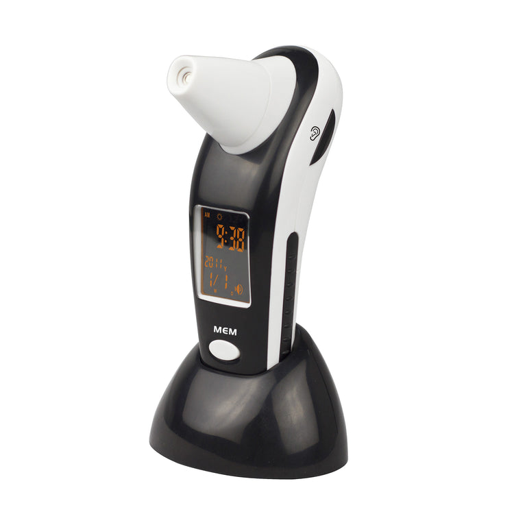 Talking ear and forehead thermometer