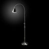Floor lamp with adjustable arm on a black background
