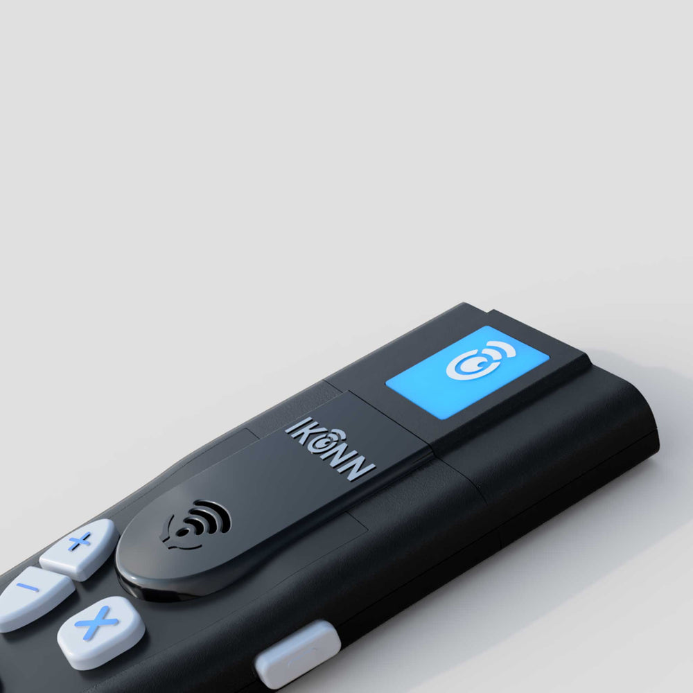 IKONN controller with colour sensor attached against a white background.