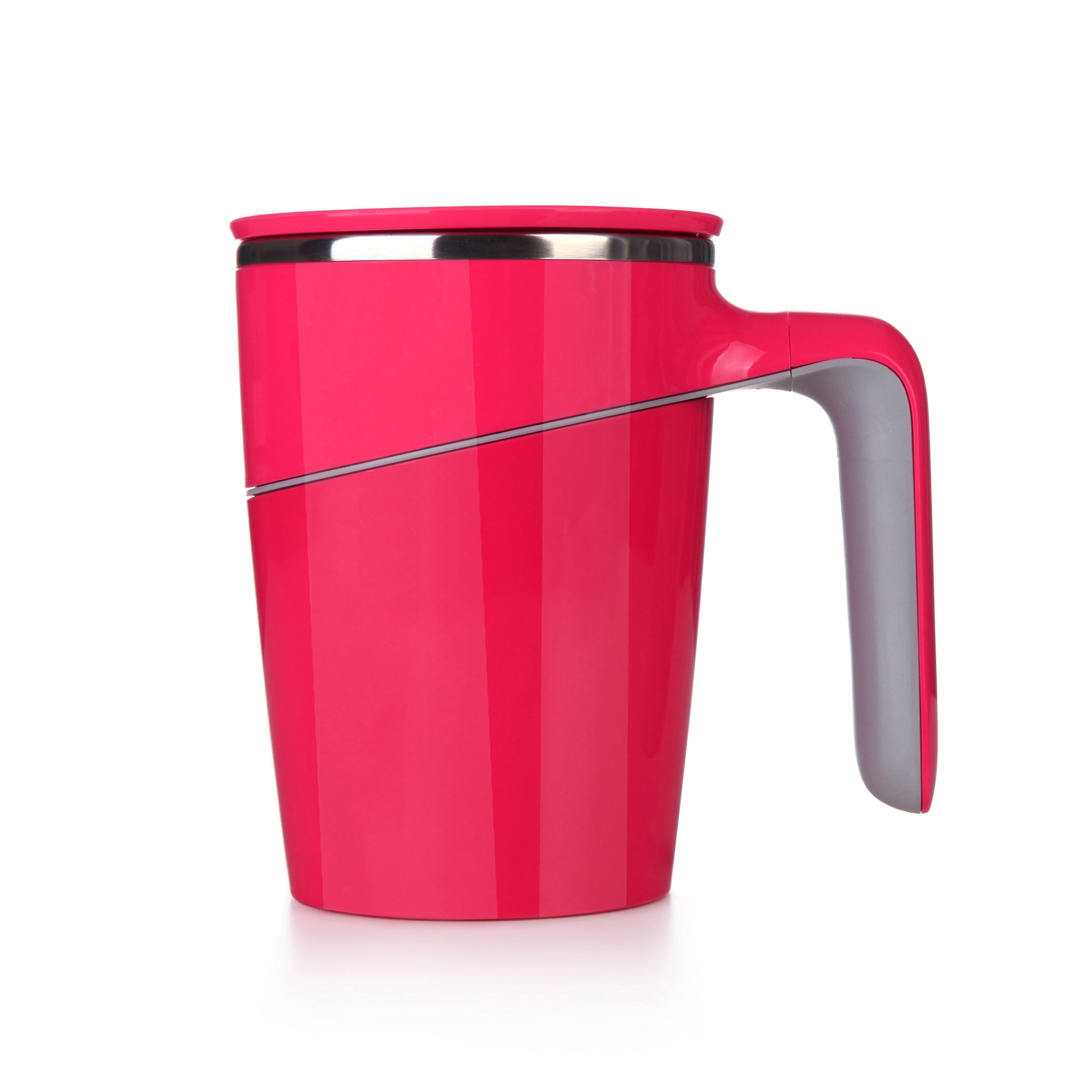Coral anti-spill mug on a white background