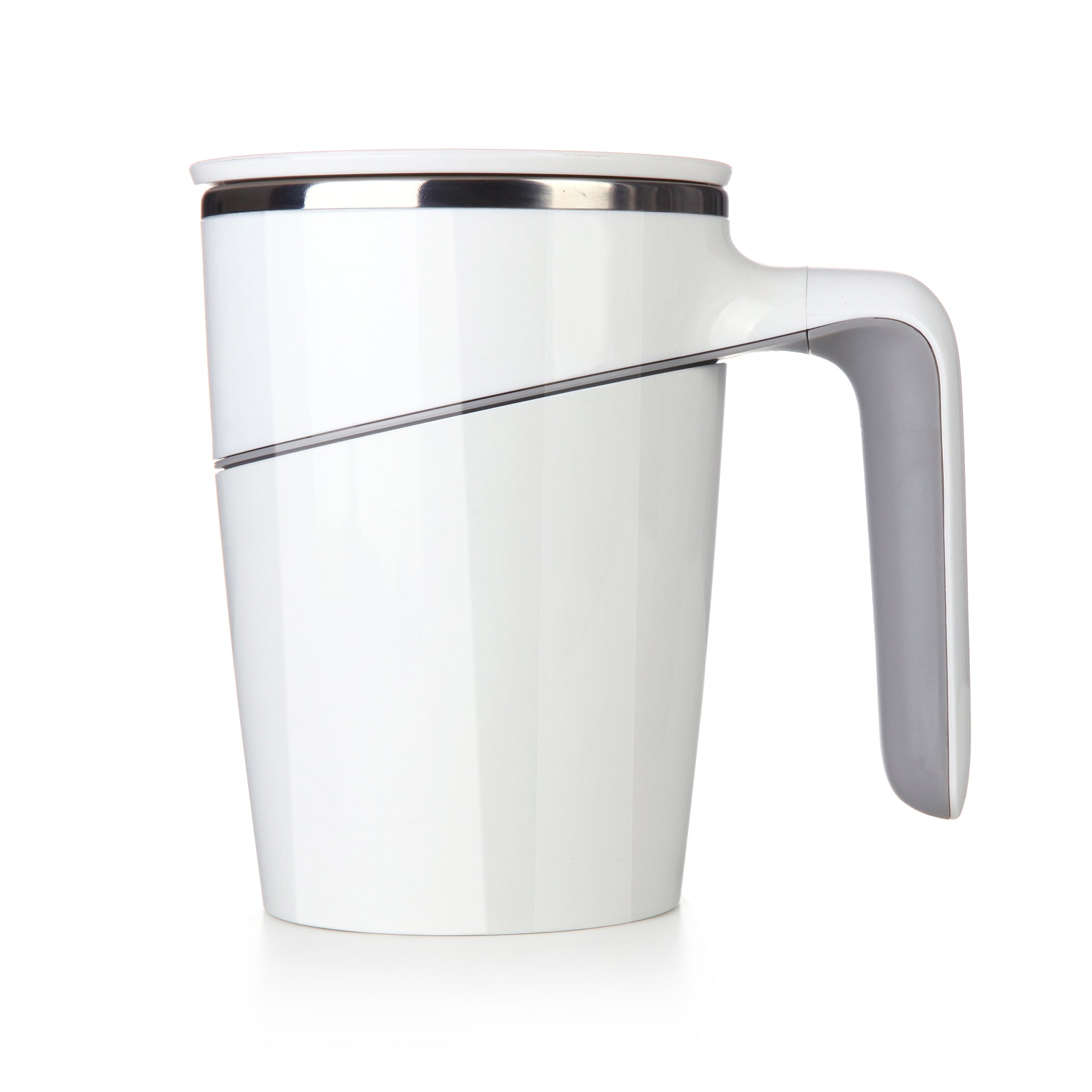 White anti-spill mug on a white background