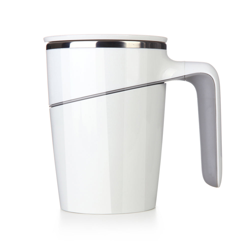 White anti-spill mug on a white background