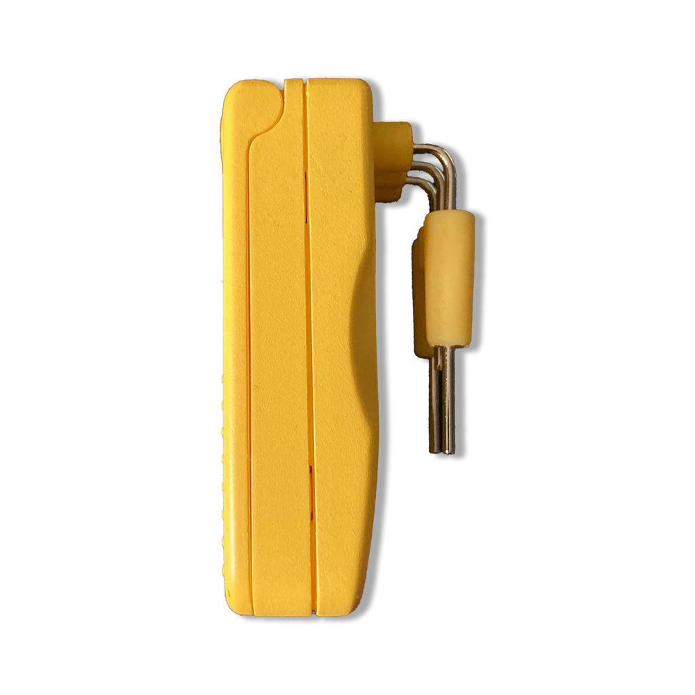 Side view of the RNIB Liquid Level Indicator against a white background.