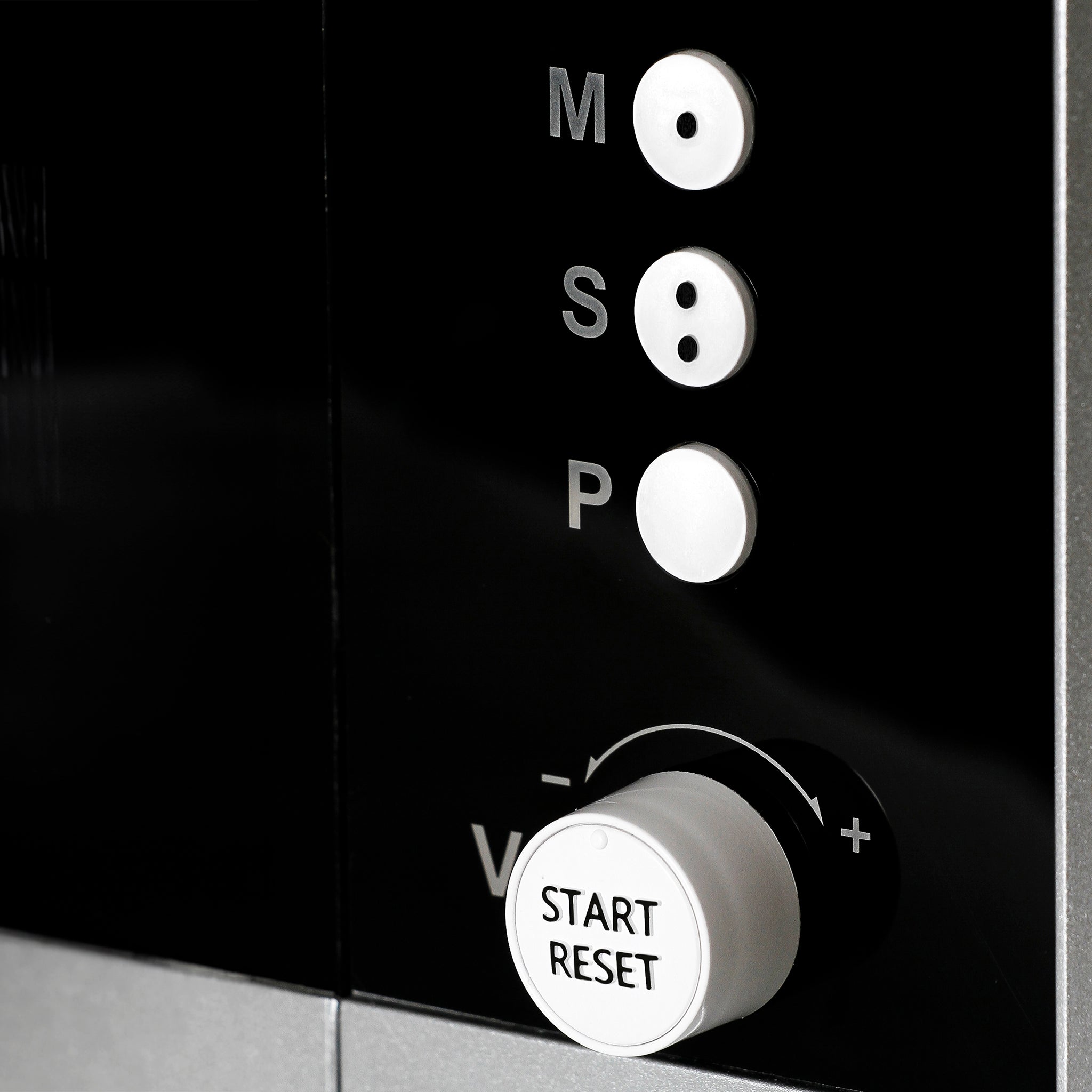 Close up view of the controls on the RNIB talking microwave.