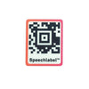 QR code sticker with 'Speechlabel' branding on a white background