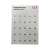 A sheet of large print Advent calendar stickers with numbers 1 through 25 and the text 'Large print advent calendar stickers' and 'RNIB' at the top, shown on a plain white background.