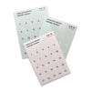 Three sheets of RNIB Large Print Advent Calendar Stickers arranged diagonally on a white background.