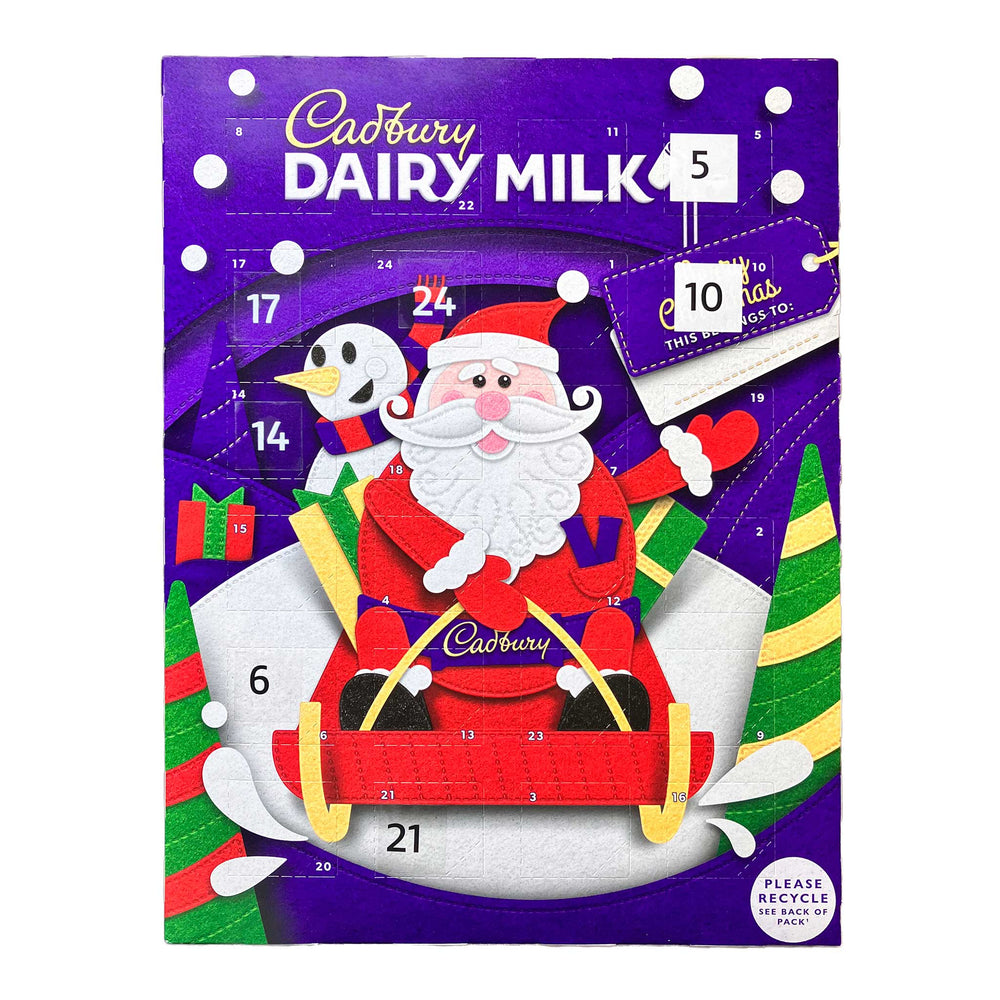 Advent calendar with all three types of large print stickers used on different doors, and some doors with no large print stickers