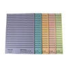 Thick-lined A4 sheets of paper, lined up overlapping to demonstrate colours included in each pack: lilac, pale blue, pale orange, pastel pink, pastel green.