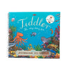 Children's book titled 'Tiddle: The Story-Telling Fish' with colorful illustrations of sea creatures on a blue background.