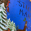 Close up of braille on Stick Man cover