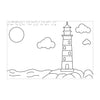 Tactile drawing of a lighthouse for colouring in