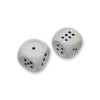 Two tactile dice viewed from above on a white background