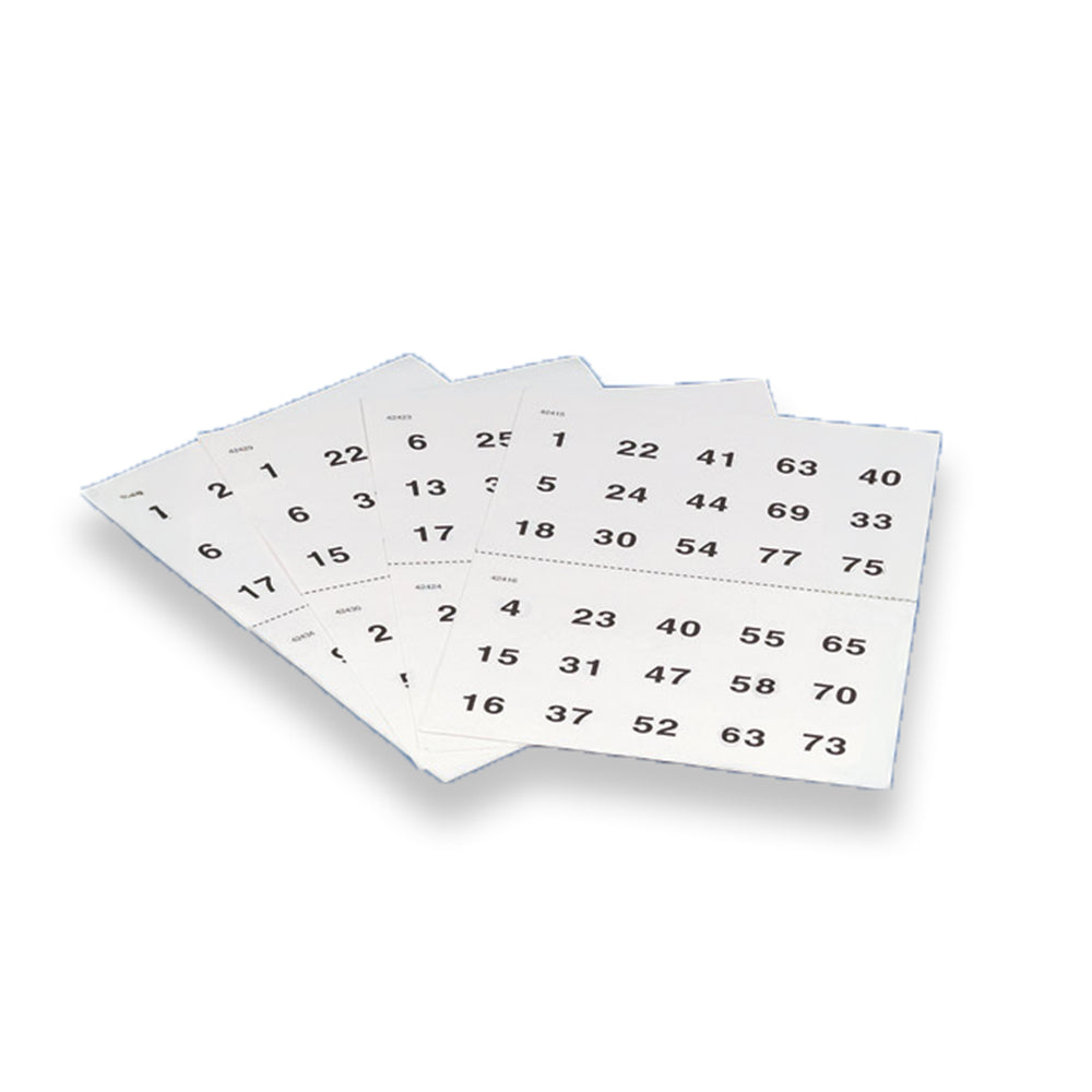 Fanned out large print bingo cards