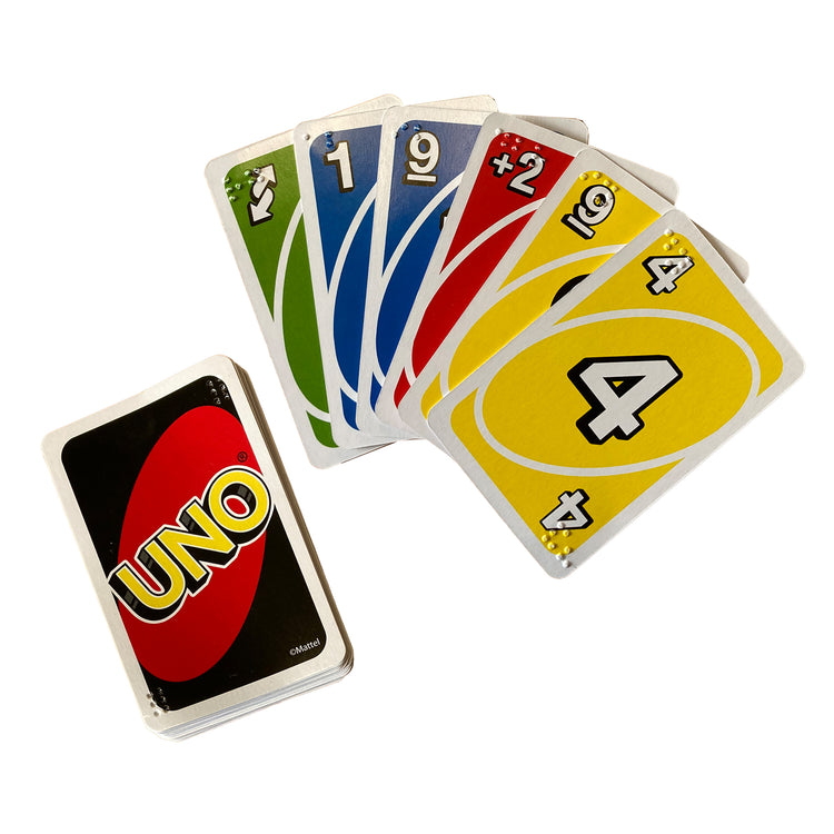 Uno card game with braille