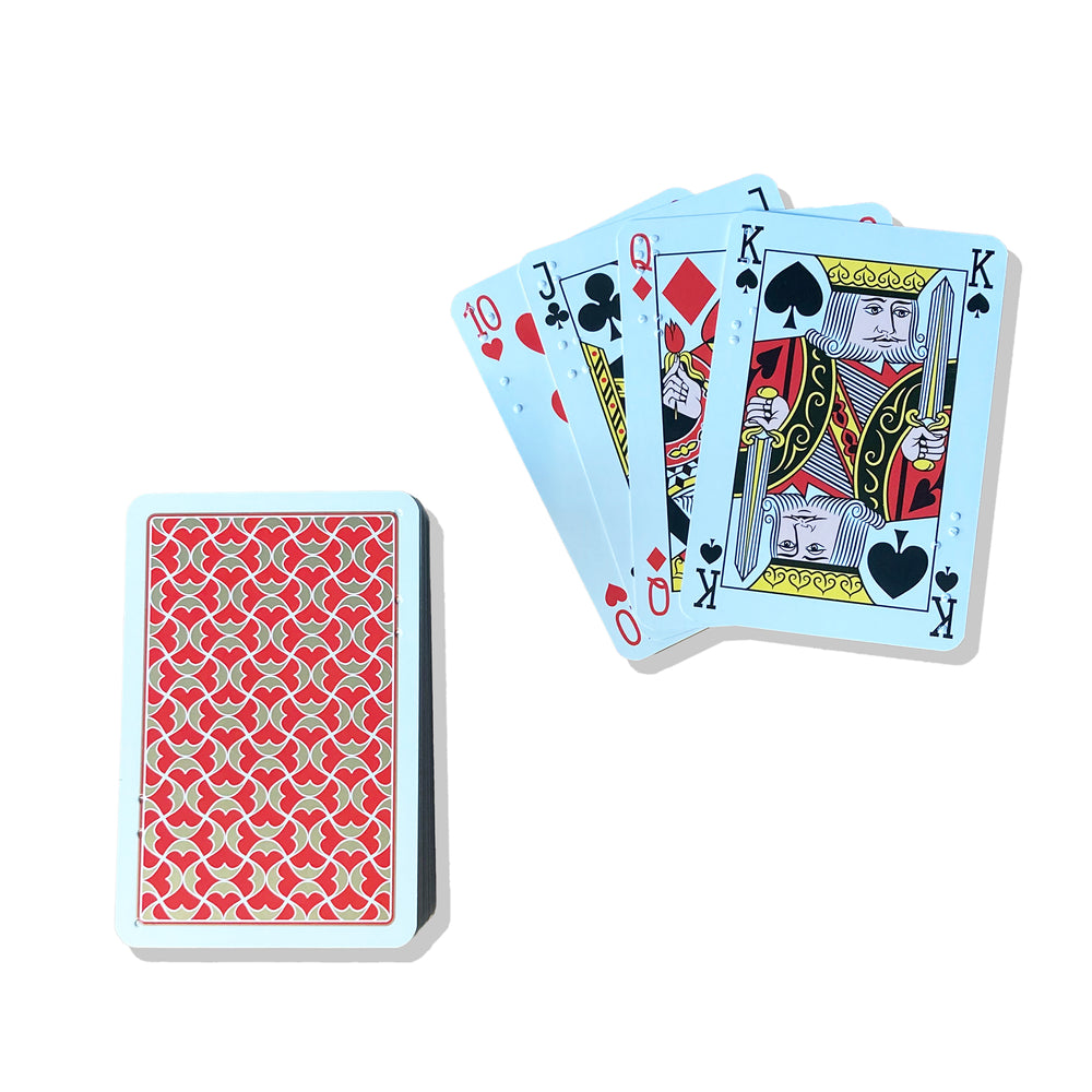 Fanned card showing 10 through King with red-backed pack
