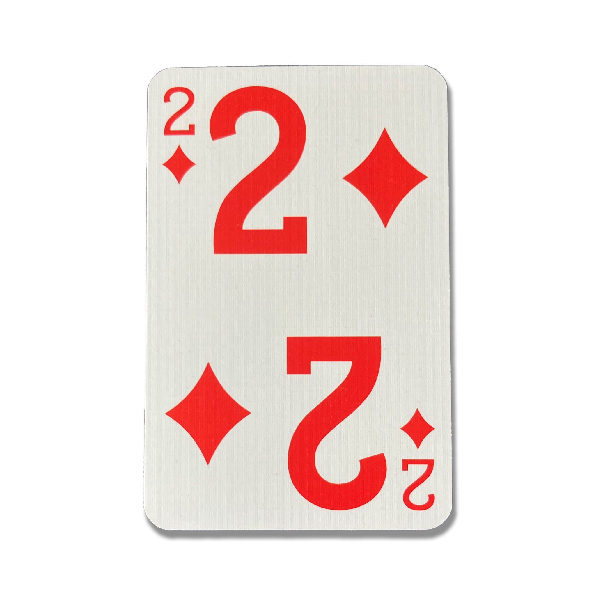 Front of the large print two of diamonds against a white background.