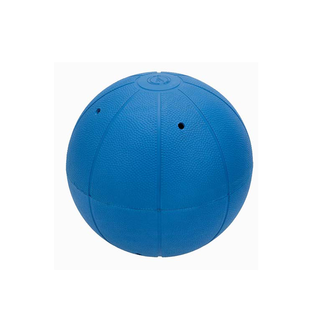 Blue goalball on white background