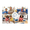 Image shows four different photographs of people do a jigsaw puzzle.