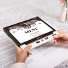 Clover 10 portable video magnifier showing enlarged menu text on screen