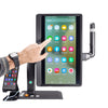 Digital magnifier with a tablet displaying app icons on a white background