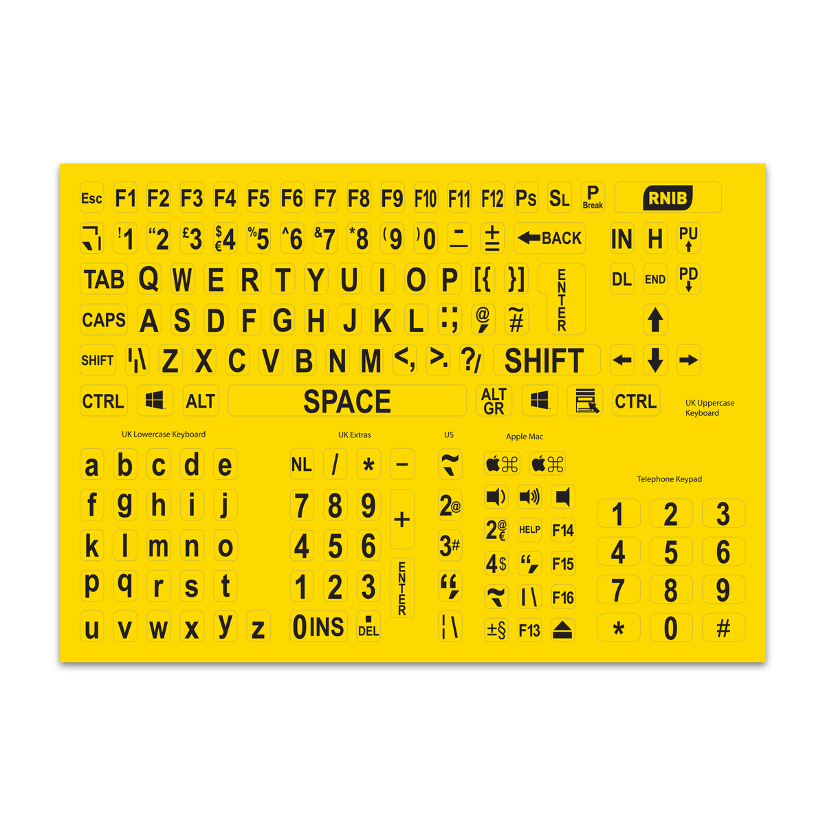 Large print keyboard stickers