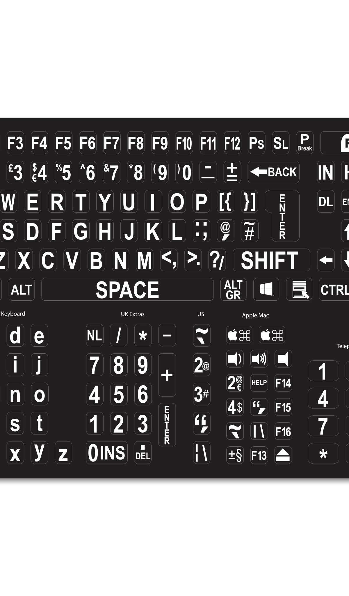 Large print keyboard stickers