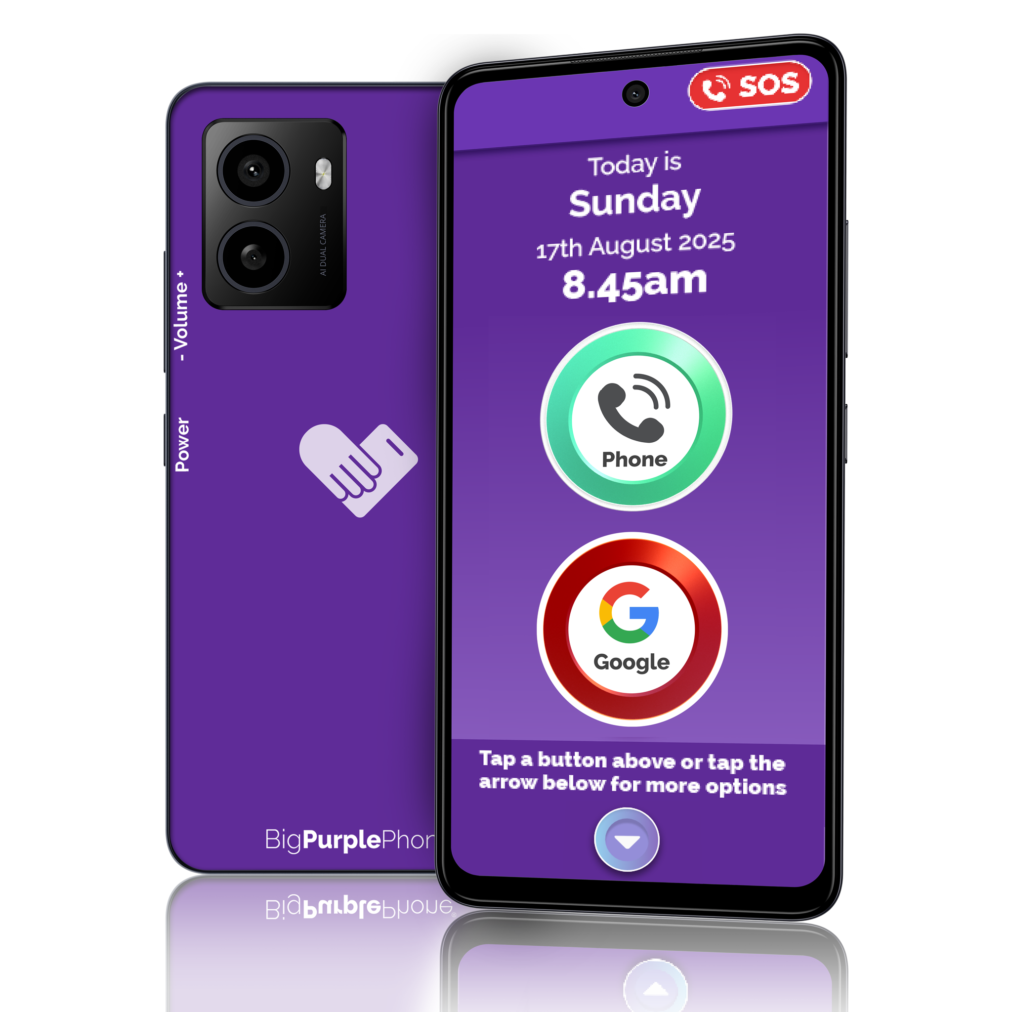 Smartphone with app icons on the screen against a white background.