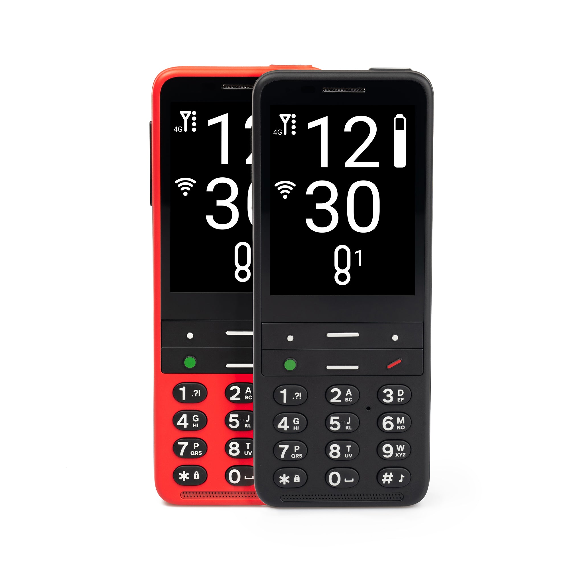 Front view of red BlindShell Classic 2, overlapped by a black BlindShell Classic 2