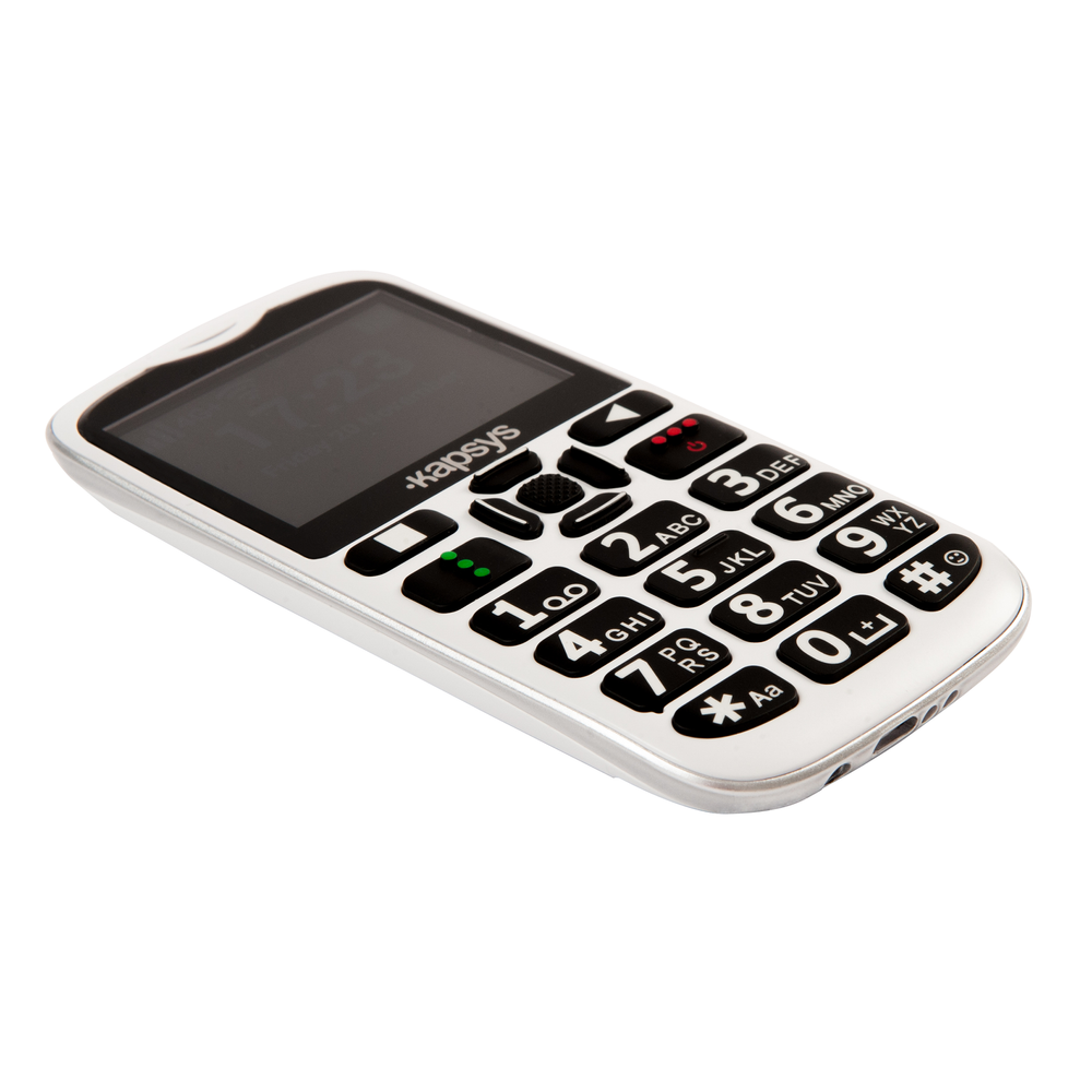 Angled view of phone showing ports