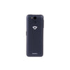 Image shows rear of ocean blue phone on a white background