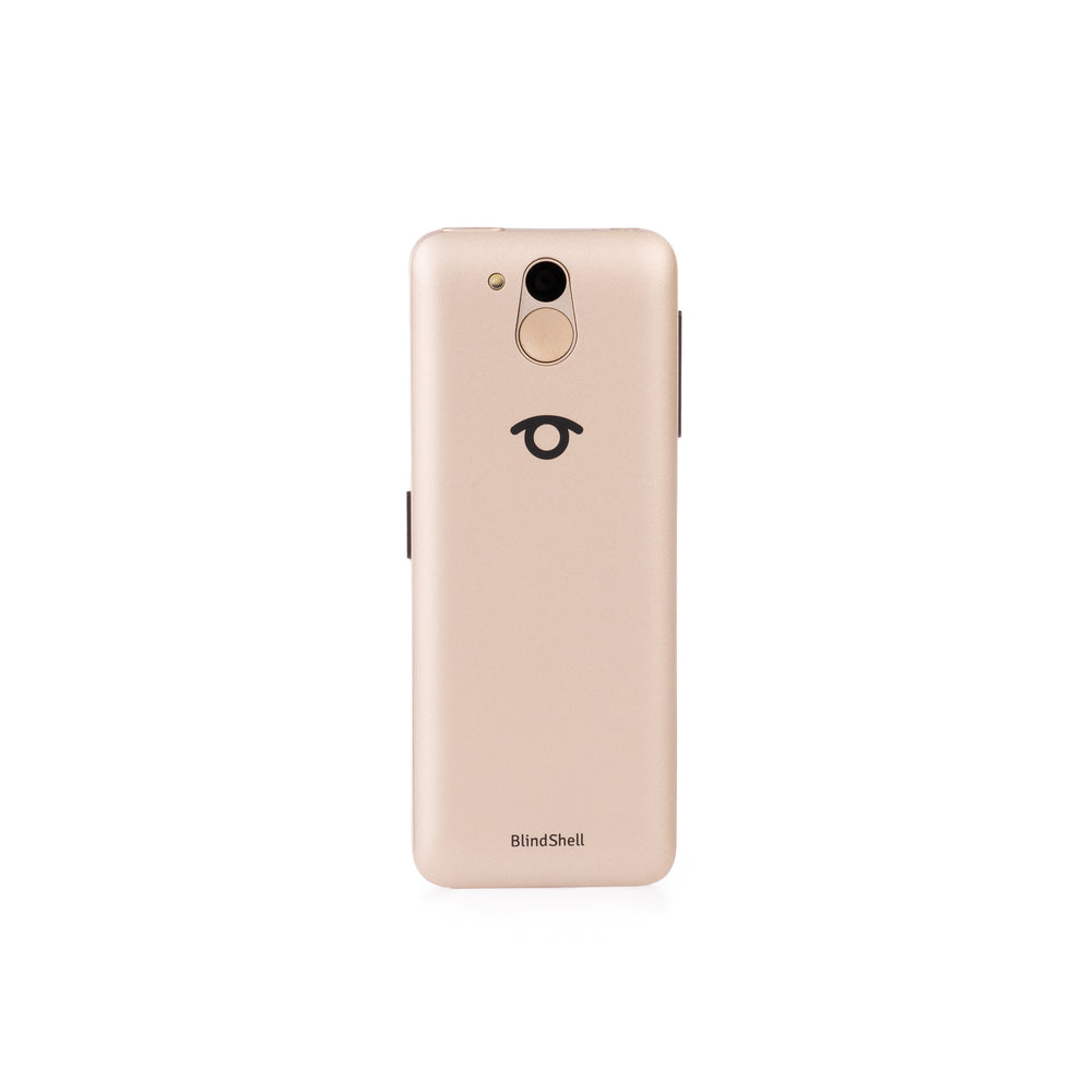 Image shows rear of golden sand phone on a white background