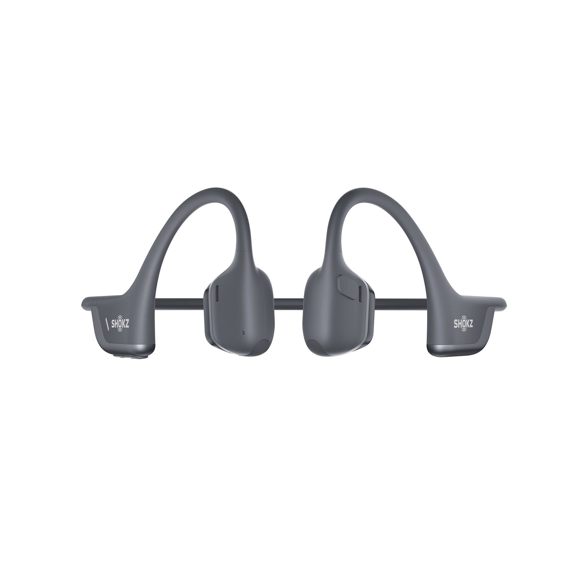 Front view of OpenRun PRO Shokz in grey.