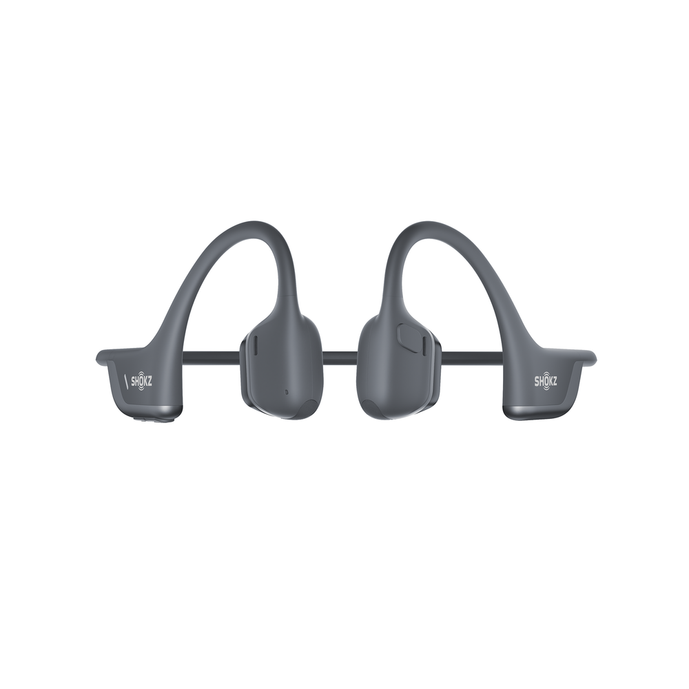Front view of OpenRun PRO Shokz in grey.