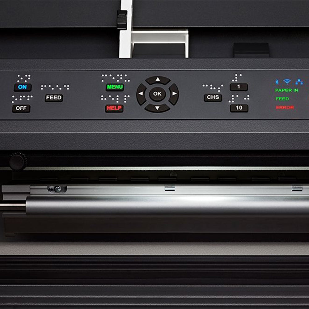 Close-up of control panel on Index Everest embosser.