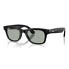 Shiny black Wayfarer Ray-Ban frames with grey-green tinted transition lenses on a white background