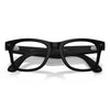 Black rectangular smart glasses with thick frames and clear lenses, photographed from the front on a clean white background.