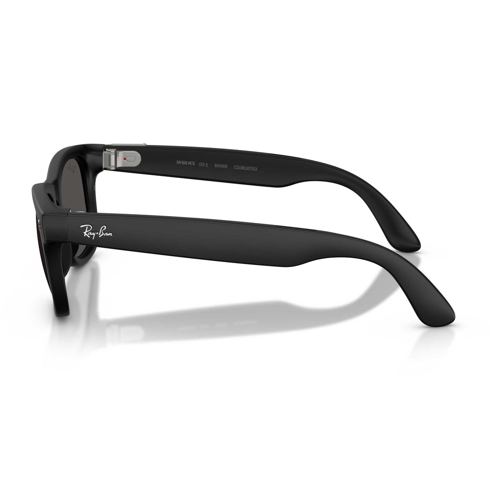 Black sunglasses with a reflective surface on a white background