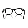 Black acetate frames with clear lenses, shown from the front on a white background with a soft reflection underneath.