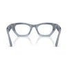 Light blue translucent acetate eyeglass frames with clear lenses, shown from the front on a white background with a soft reflection.