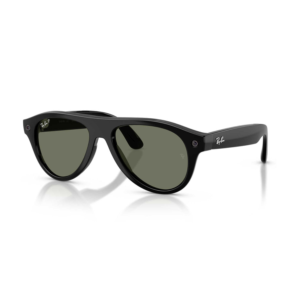 Black sunglasses with a reflective surface on a white background