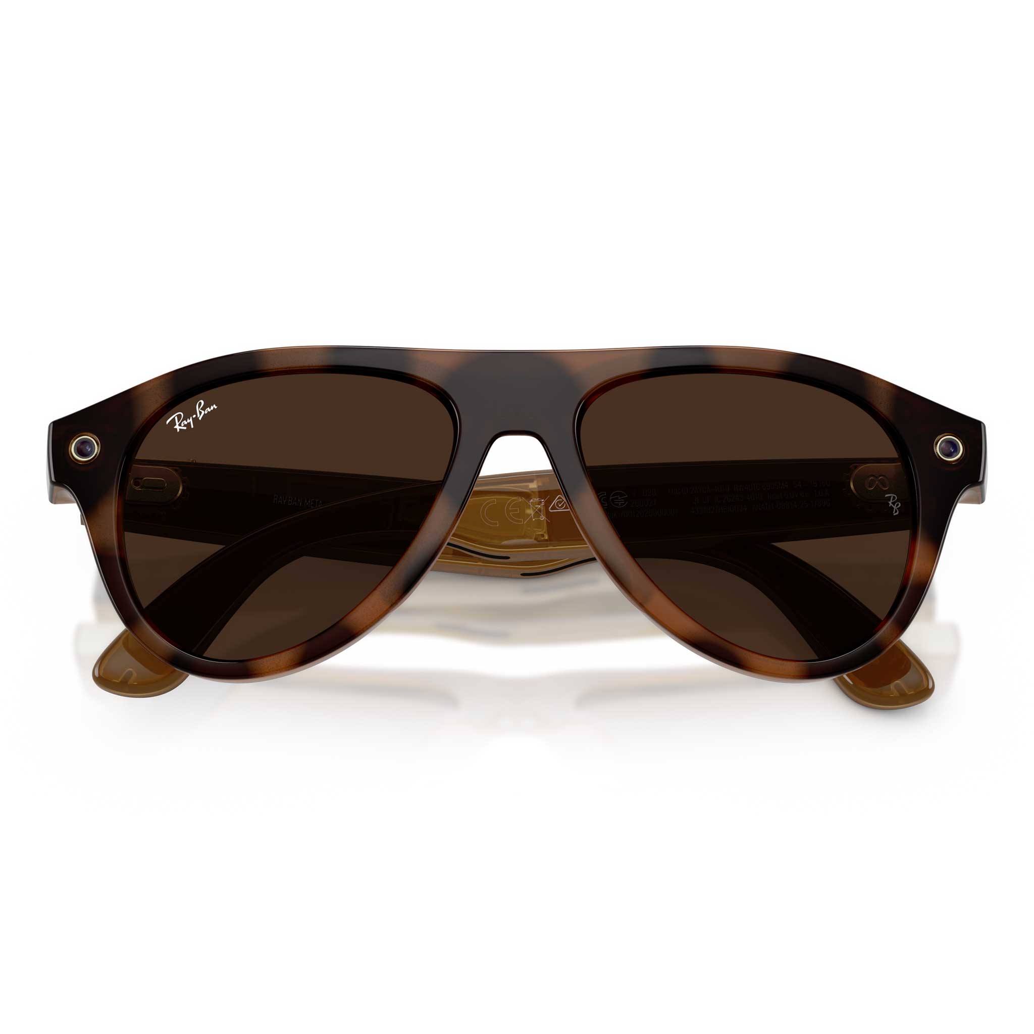Ray-Ban aviator sunglasses with a dark brown tortoiseshell acetate frame and matching dark brown lenses, shown on a clean white background.