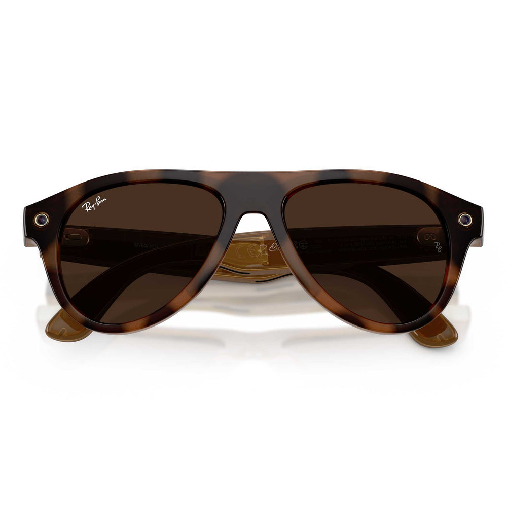 Ray-Ban aviator sunglasses with a dark brown tortoiseshell acetate frame and matching dark brown lenses, shown on a clean white background.