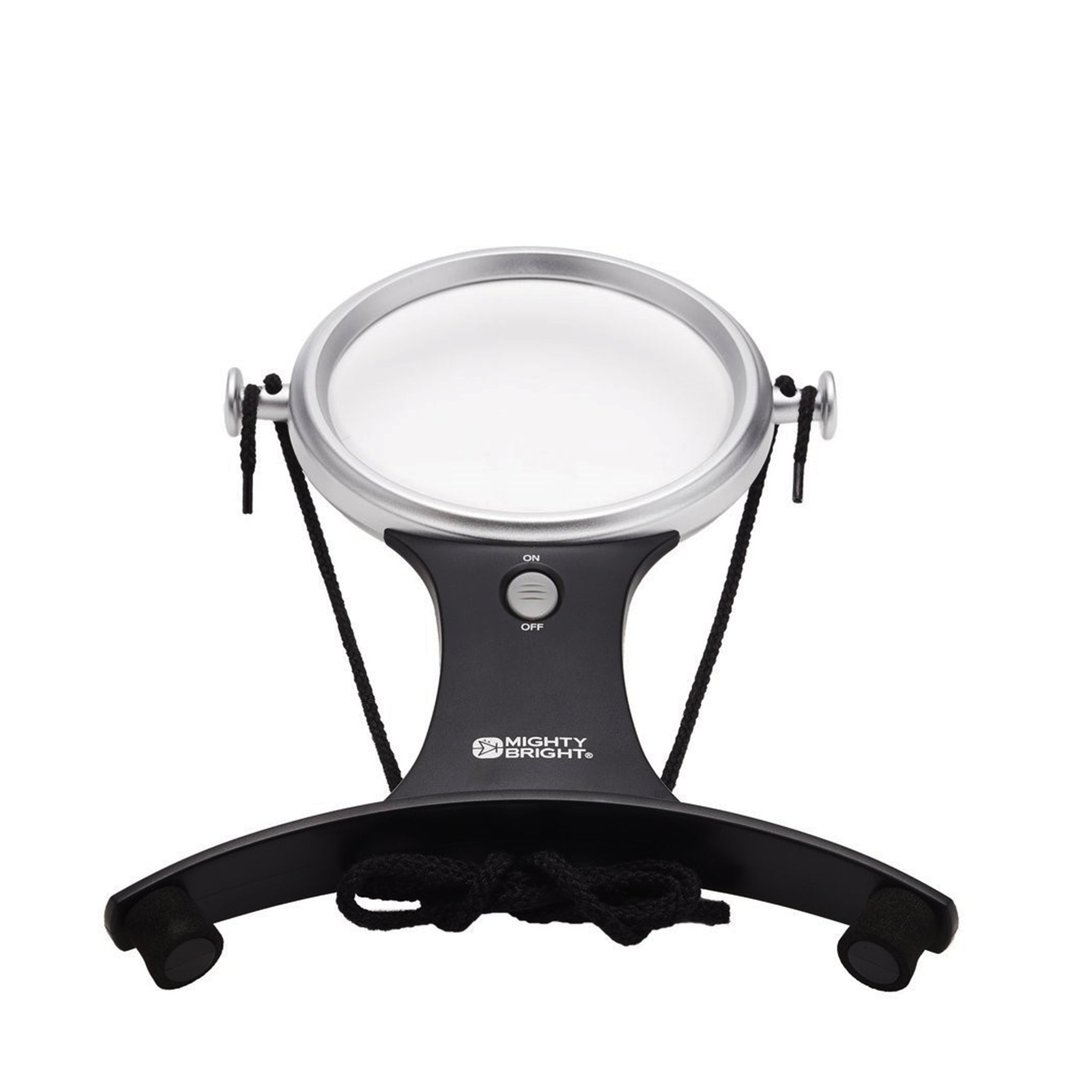 Angled bottom view of LED handsfree magnifier against a white background