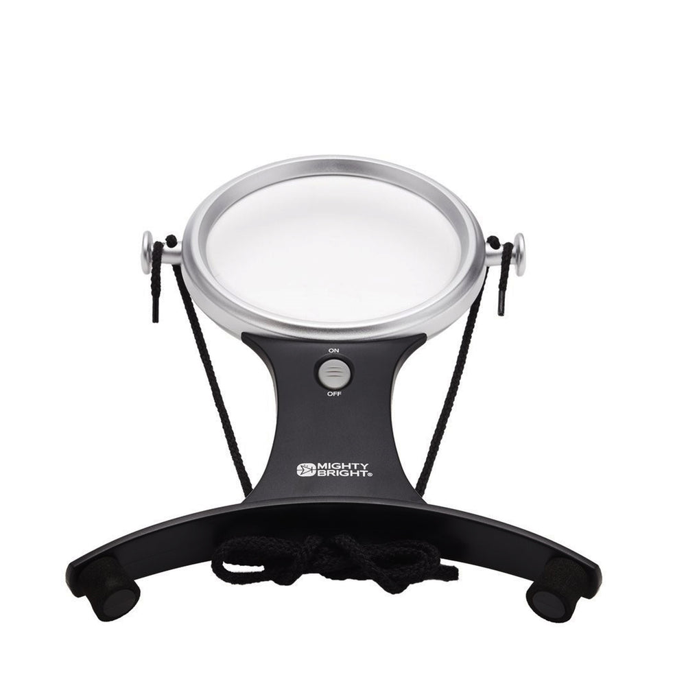 Angled bottom view of LED handsfree magnifier against a white background