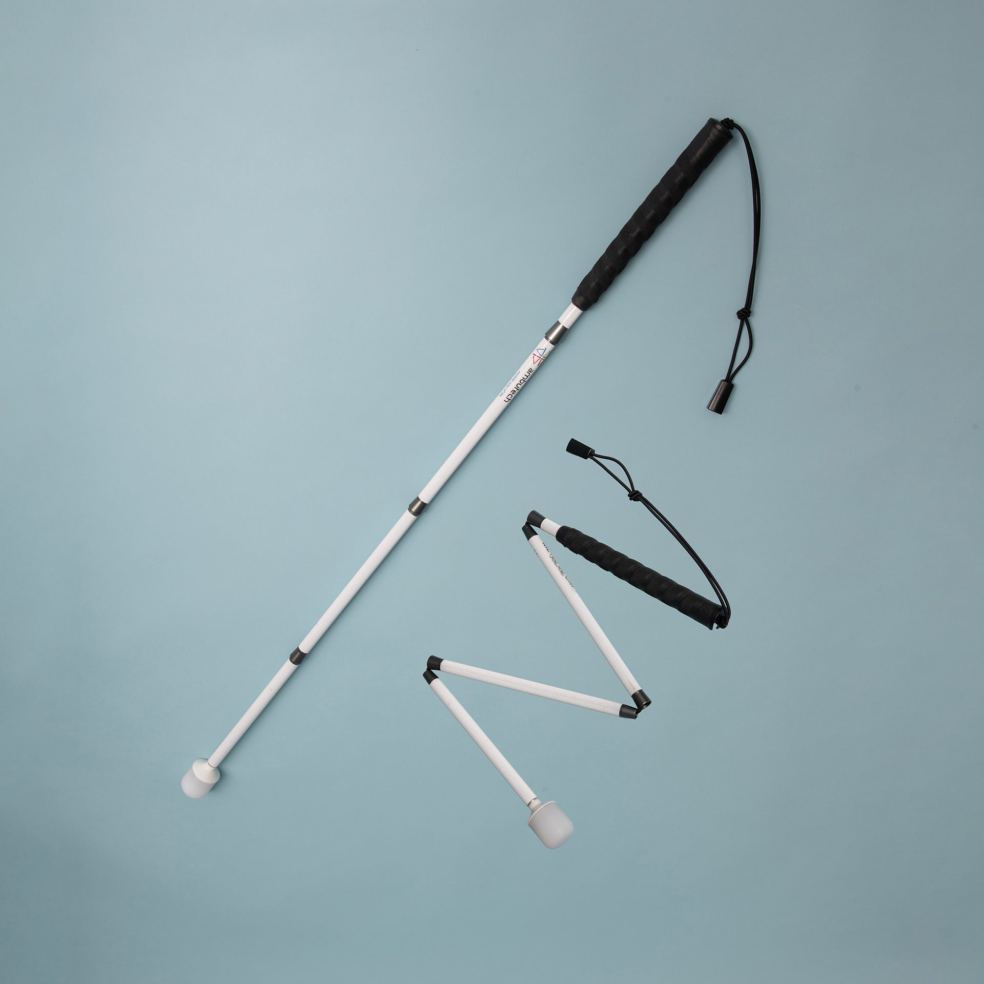 Ambutech aluminium folding long cane - roller marshmallow tip