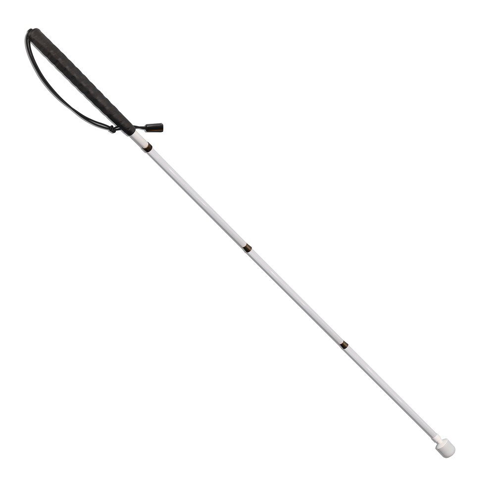 Four section no jab cane with rubber grip handle