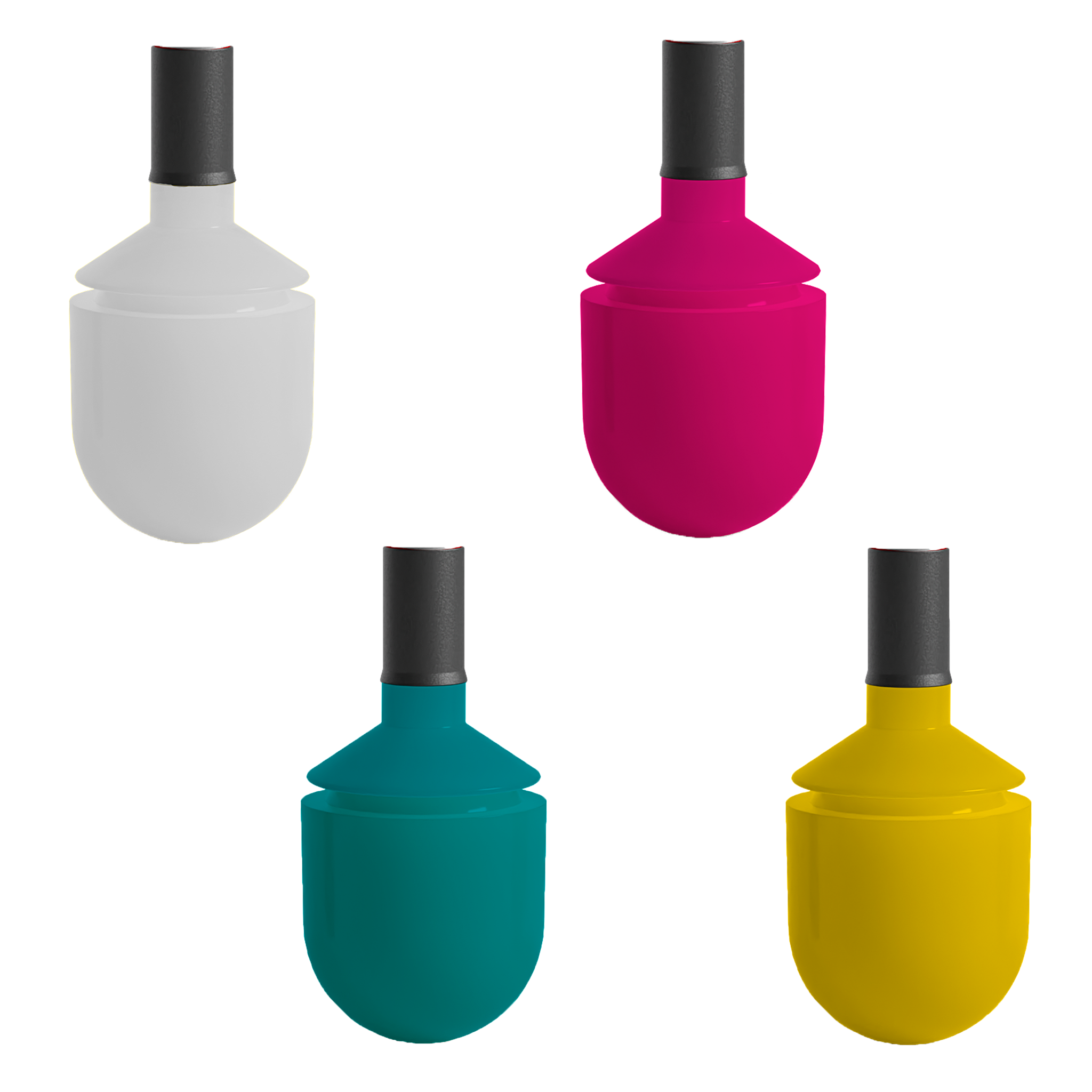 Urban Xplorer replacement dome tips in all colours on a white background.