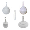 Five different style cane tips on a white background