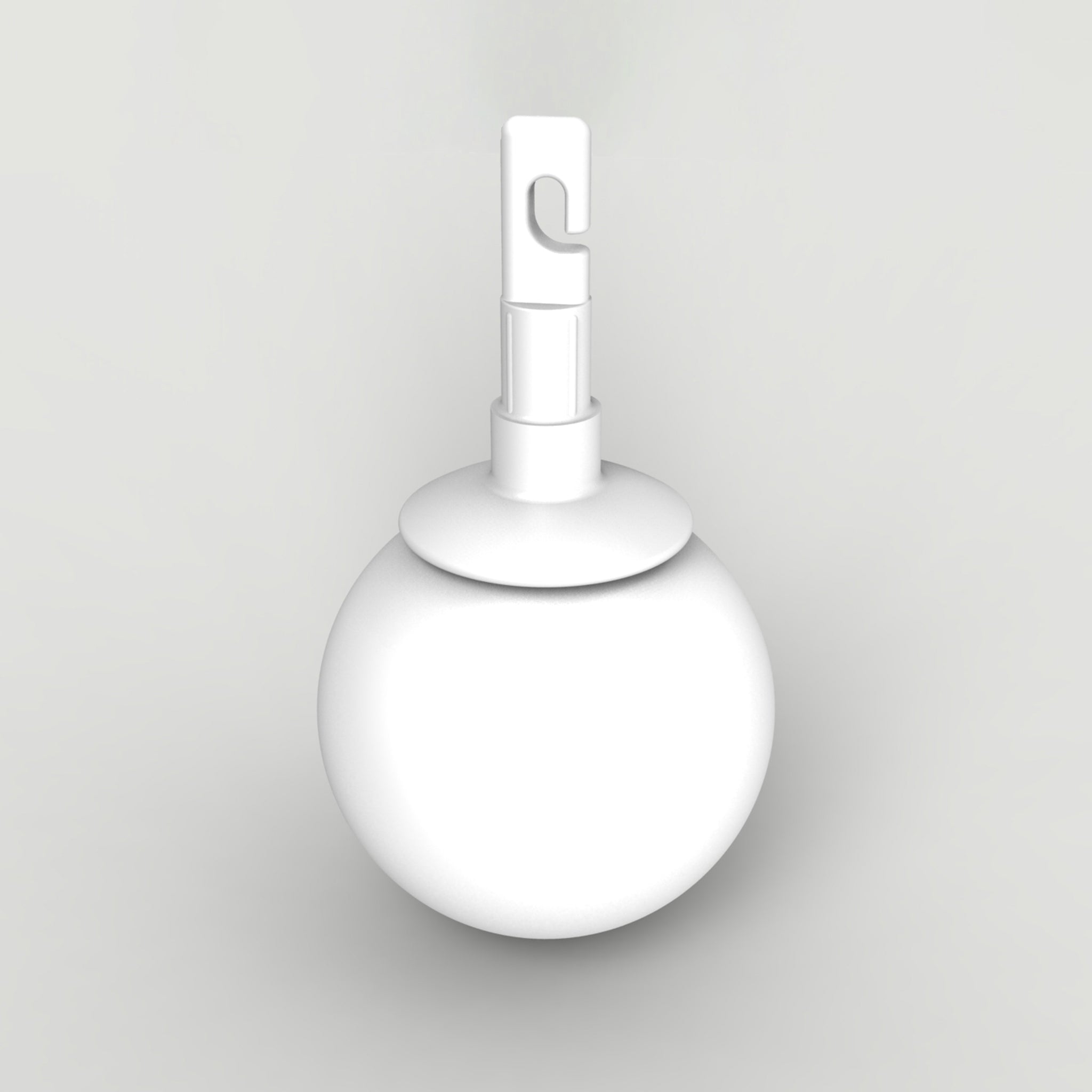 White, hook-style rolling ball tip